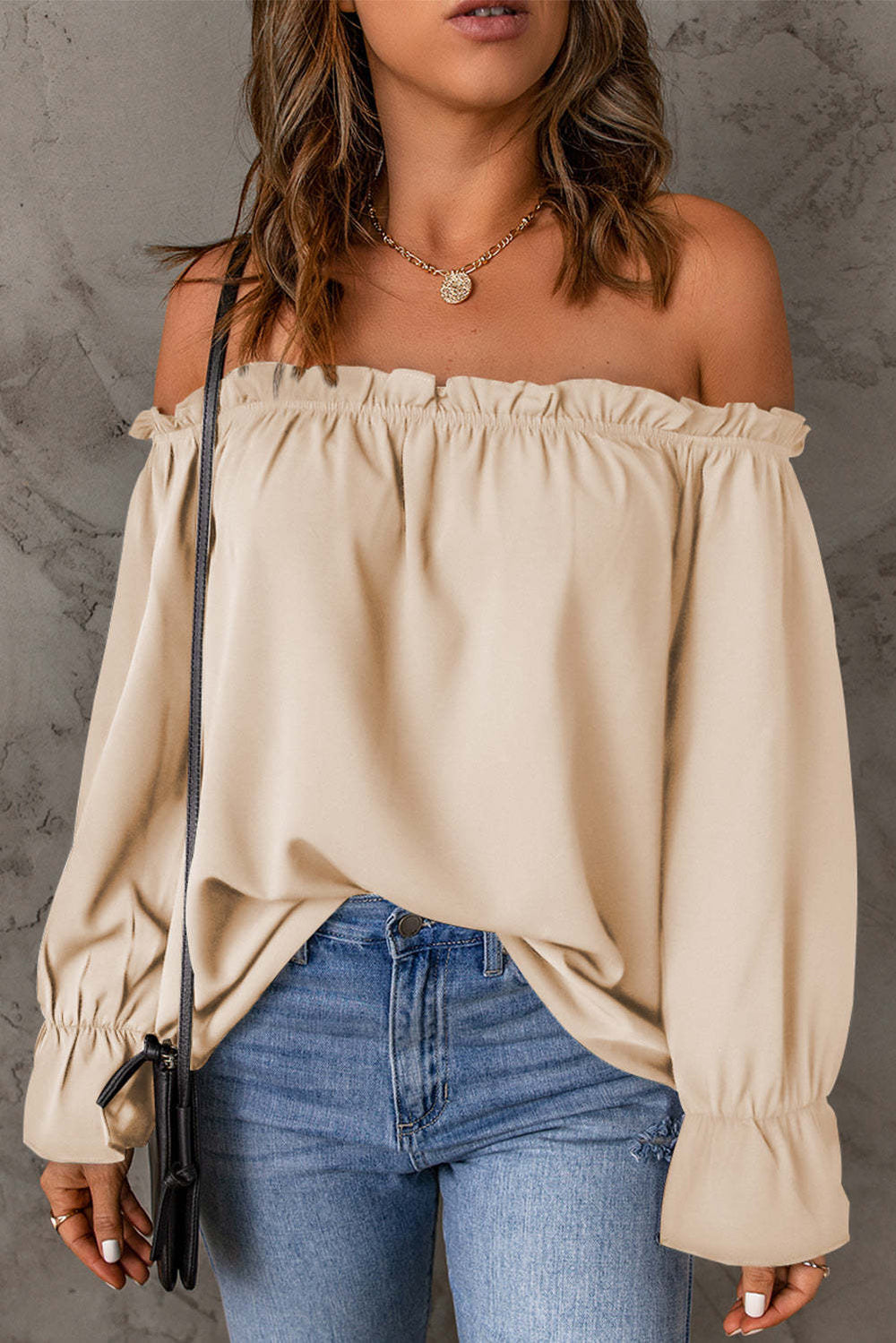 Off-Shoulder Flounce Sleeve Blouse Trendsi