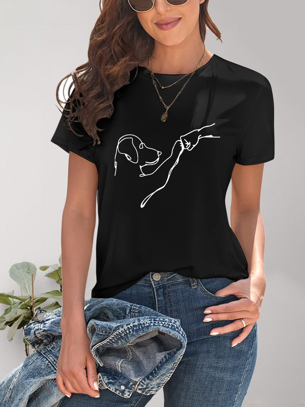 Dog Graphic Round Neck T-Shirt Trendsi