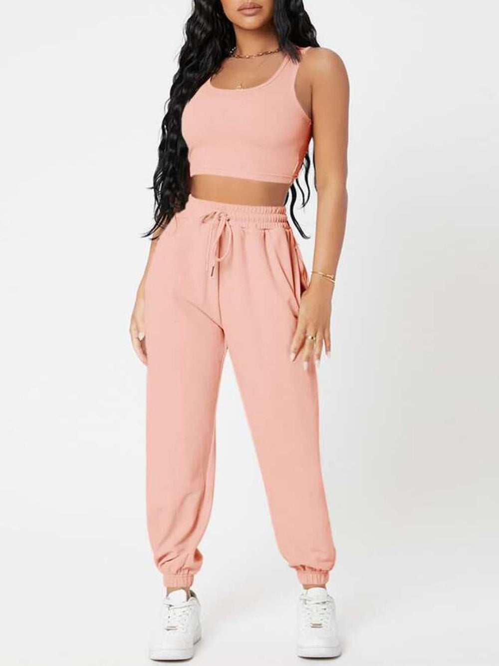 Wide Strap Top and Drawstring Joggers Set Trendsi