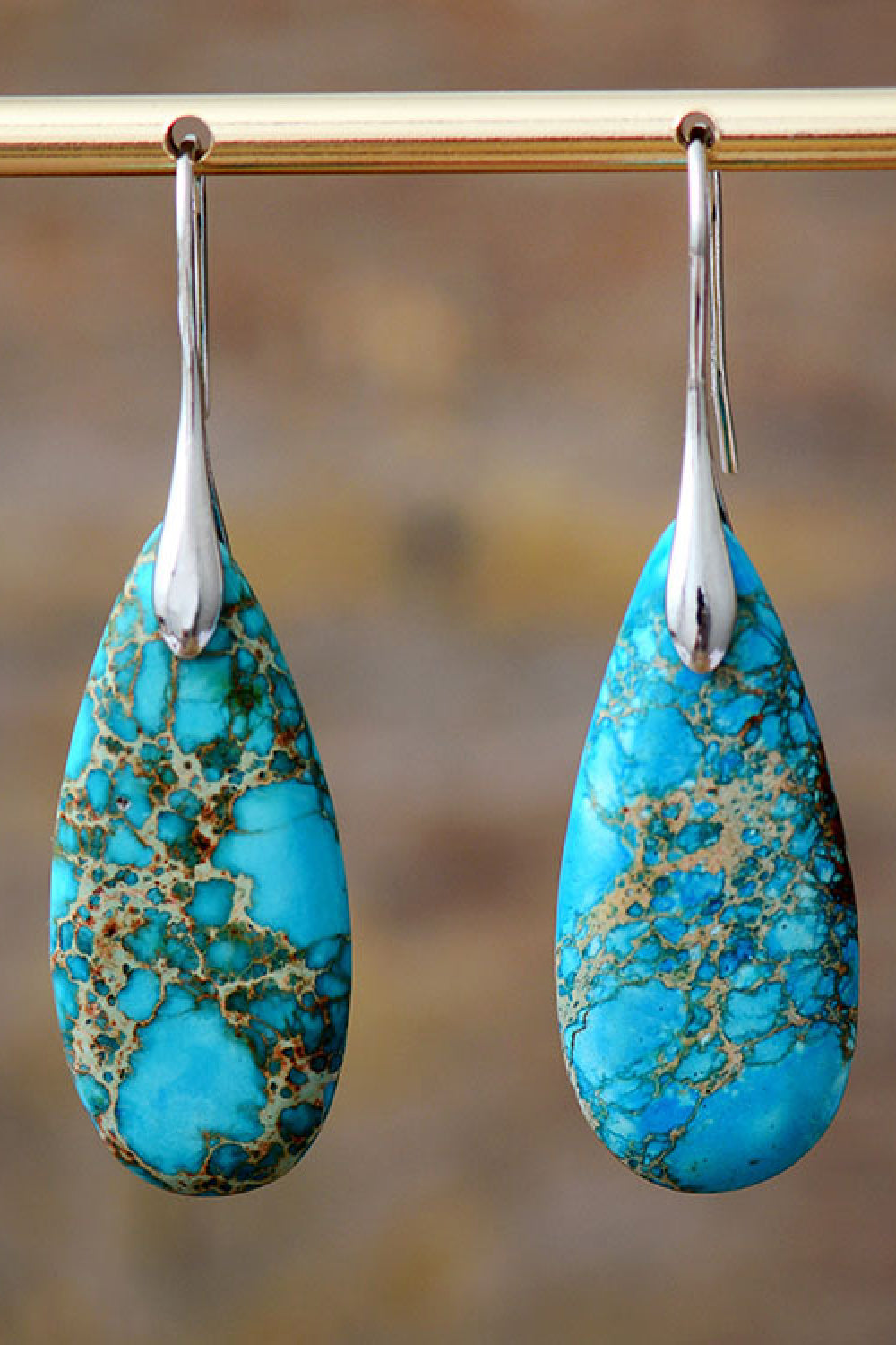 Handmade Teardrop Shape Natural Stone Dangle Earrings Trendsi