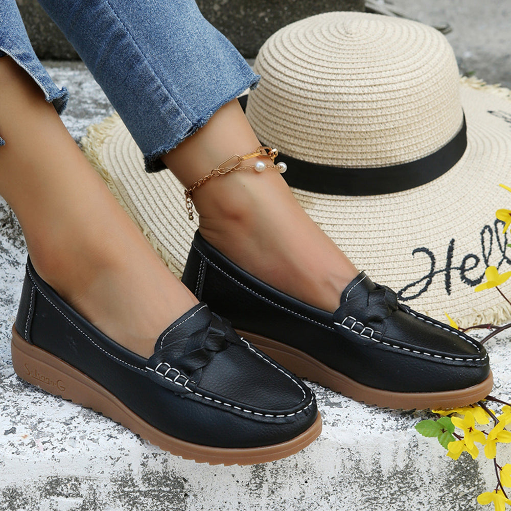 Weave Wedge Heeled Loafers Trendsi