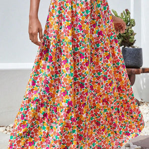 Printed Elastic Waist Maxi Skirt Trendsi