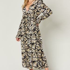 Double Take Full Size Tie Back Flounce Sleeve Dress Trendsi