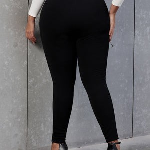 Plus Size Decorative Button Skinny Pants Trendsi