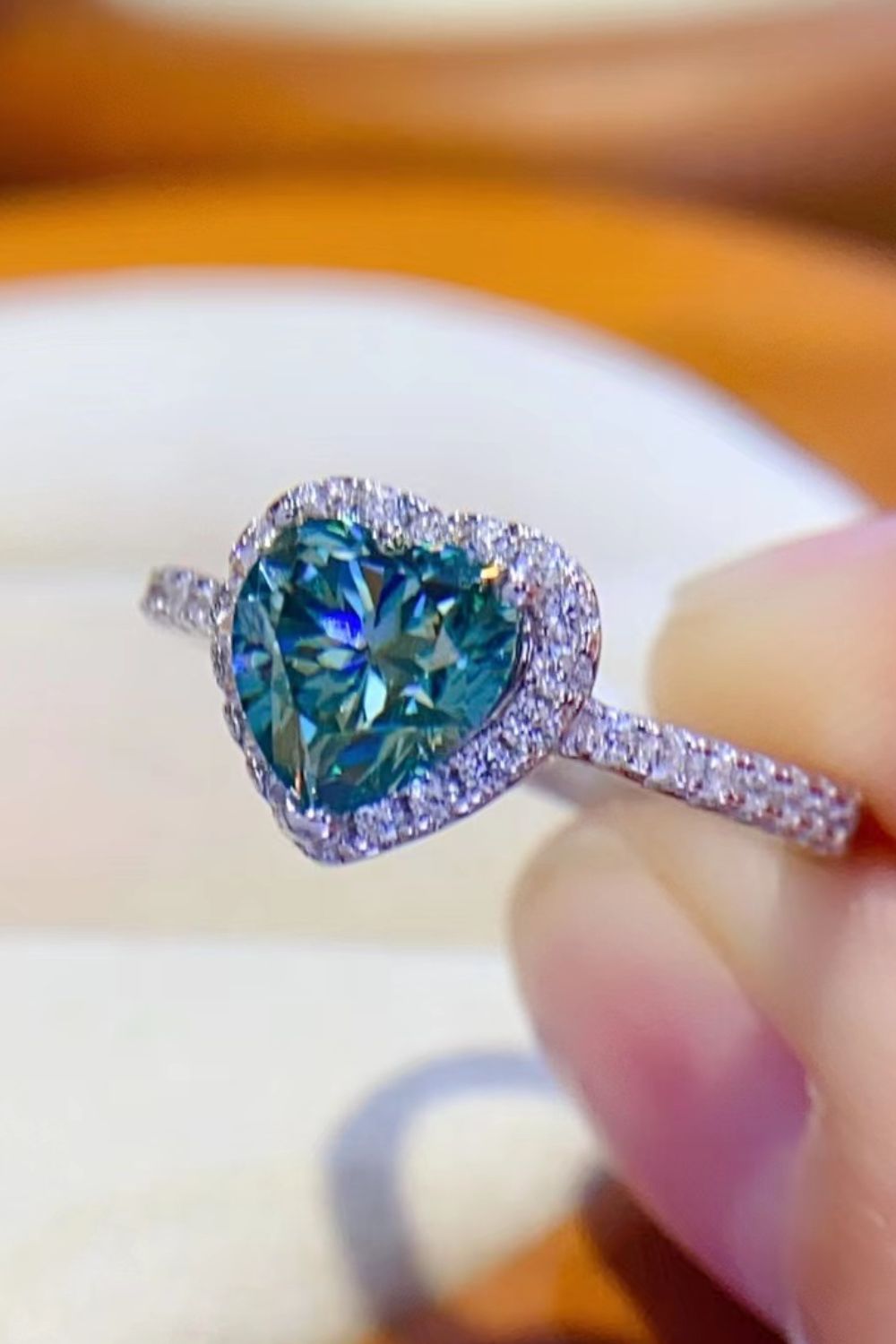 1-Carat Moissanite Heart Ring Trendsi