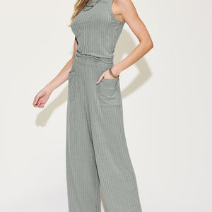 Basic Bae Full Size Ribbed Tank and Wide Leg Pants Set Trendsi