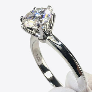 Adored 925 Sterling Silver 3 Carat Moissanite 6-Prong Ring Trendsi