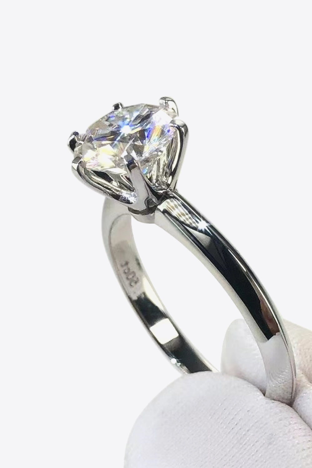 Adored 925 Sterling Silver 3 Carat Moissanite 6-Prong Ring Trendsi