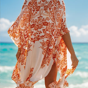 Printed Open Front Cover-Up Trendsi