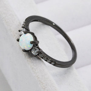 925 Sterling Silver Round Opal Ring Trendsi