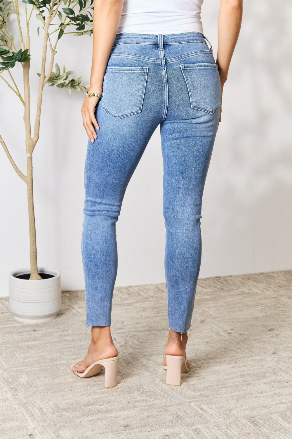 BAYEAS Raw Hem Skinny Jeans Trendsi