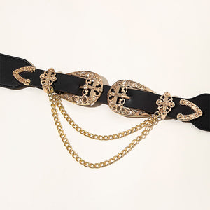 Chain Detail Double Buckle Belt Trendsi