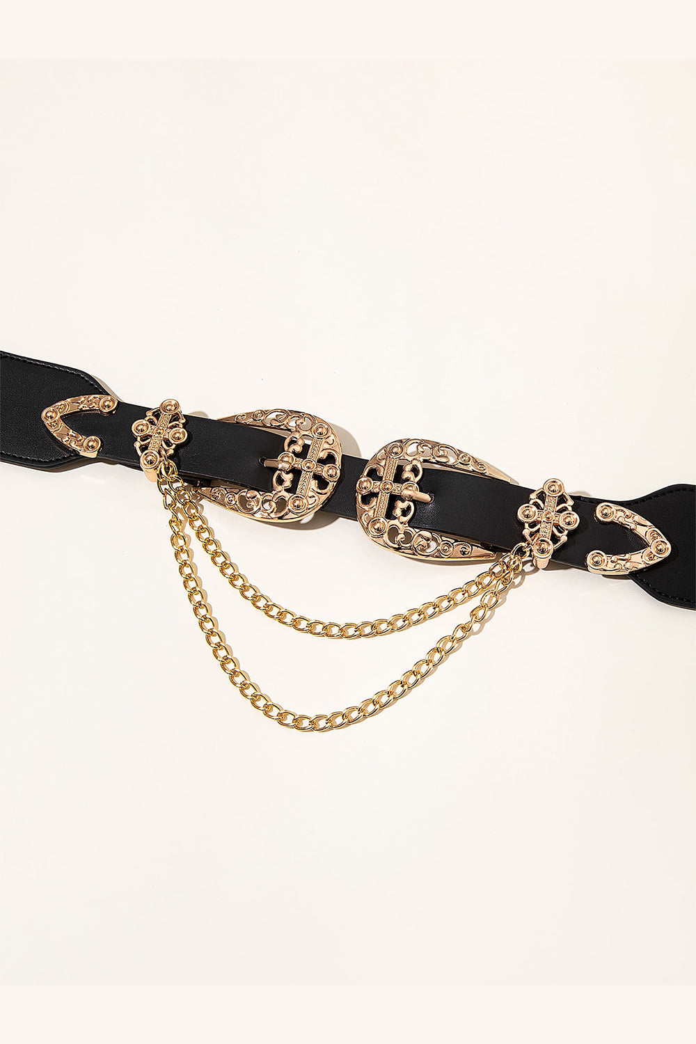 Chain Detail Double Buckle Belt Trendsi