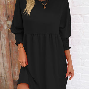 Round Neck Lantern Sleeve Mini Dress Trendsi