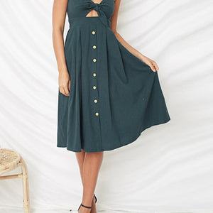 Cutout Smocked Sweetheart Neck Cami Dress Trendsi