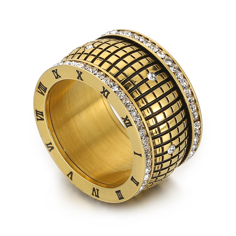 Inlaid Rhinestone Stainless Steel Ring Trendsi