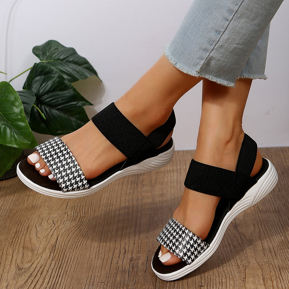 PU Leather Open Toe Low Heel Sandals Trendsi