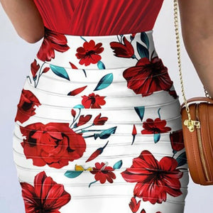 Surplice Spaghetti Strap Top and Printed Mini Skirt Set Trendsi