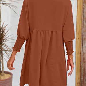 Round Neck Lantern Sleeve Mini Dress Trendsi