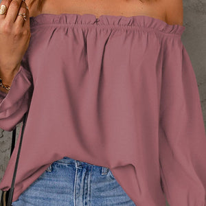 Off-Shoulder Flounce Sleeve Blouse Trendsi