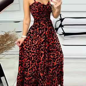 Leopard Sweetheart Neck Cami Dress Trendsi