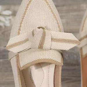 Bow Contrast Trim Point Toe Loafers Trendsi