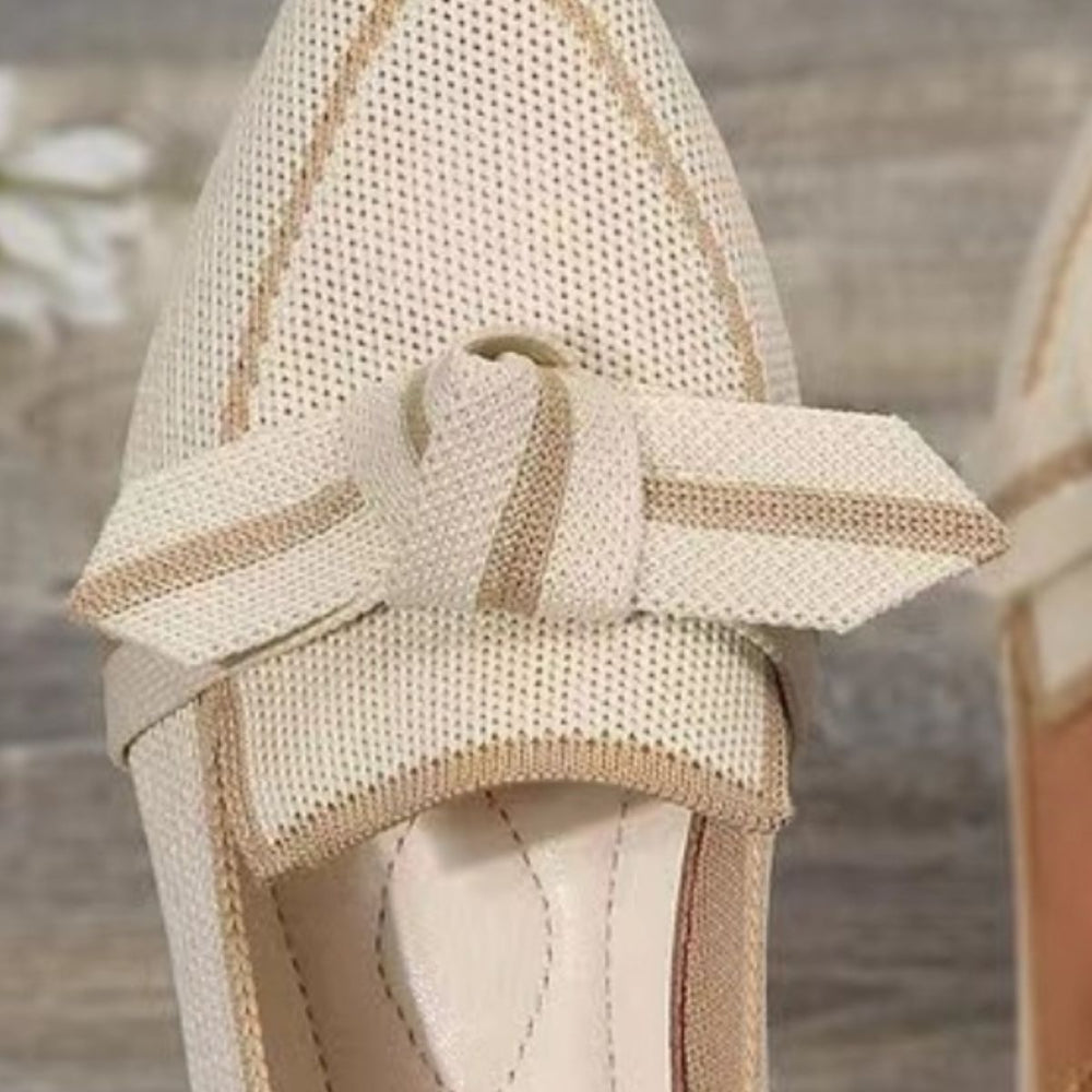 Bow Contrast Trim Point Toe Loafers Trendsi