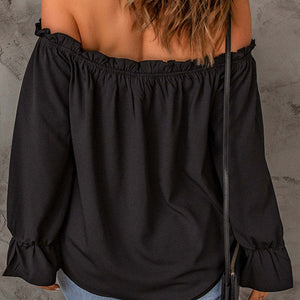 Off-Shoulder Flounce Sleeve Blouse Trendsi