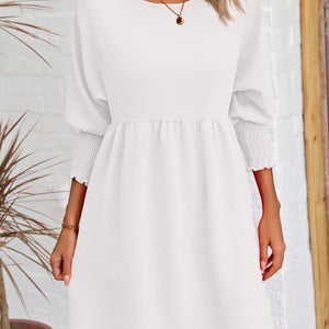 Round Neck Lantern Sleeve Mini Dress Trendsi