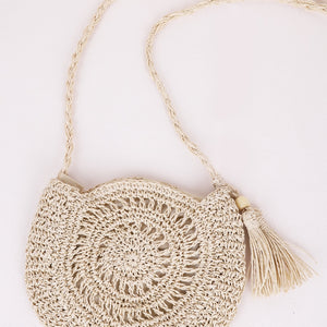 Tassel Straw Braided Strap Shoulder Bag Trendsi