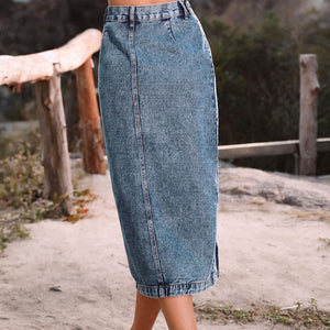 Button Down Denim Skirt Trendsi