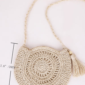 Tassel Straw Braided Strap Shoulder Bag Trendsi