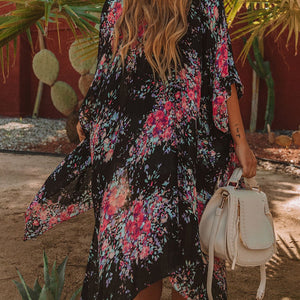 Printed Open Front Cover-Up Trendsi