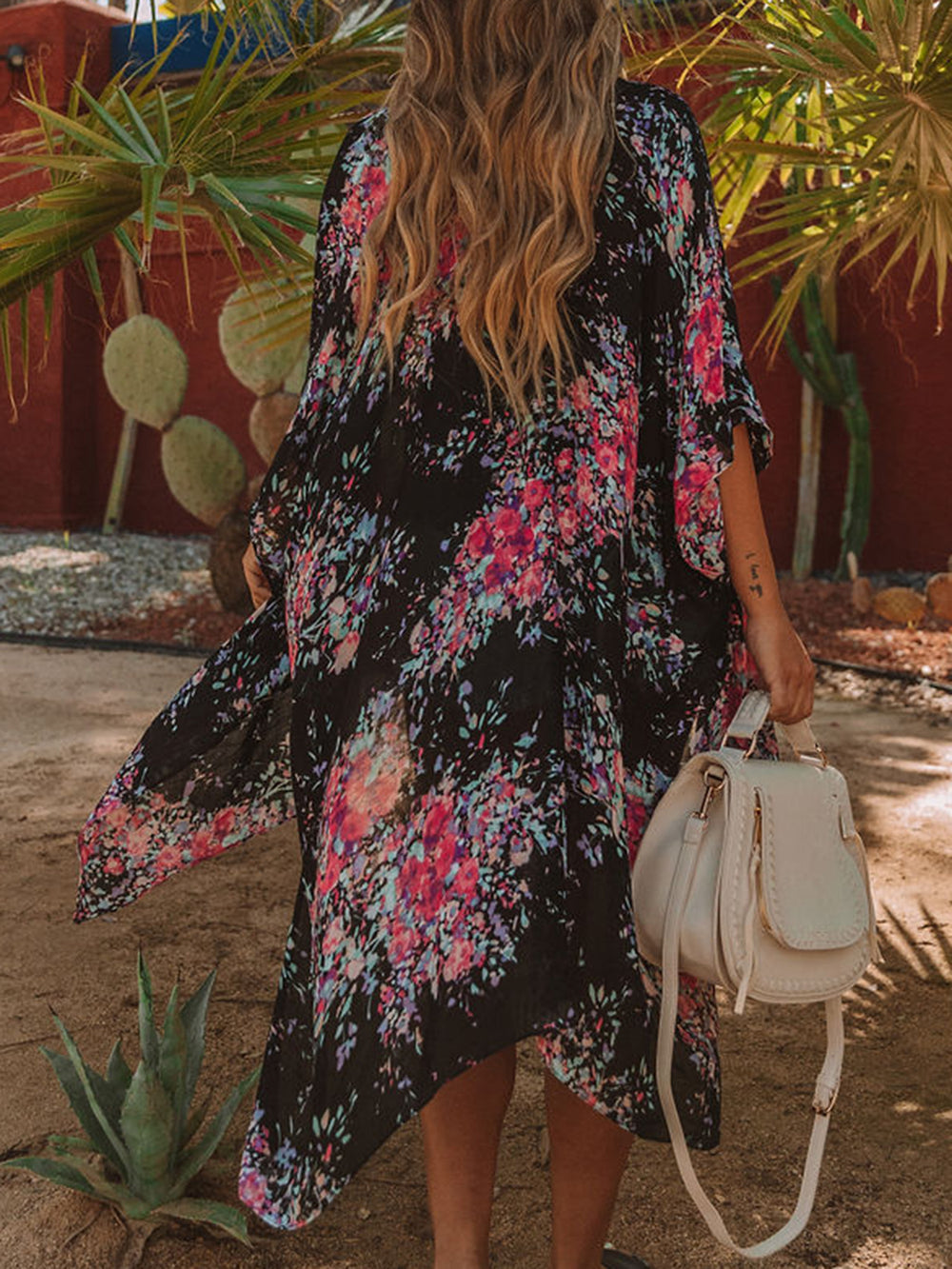 Printed Open Front Cover-Up Trendsi