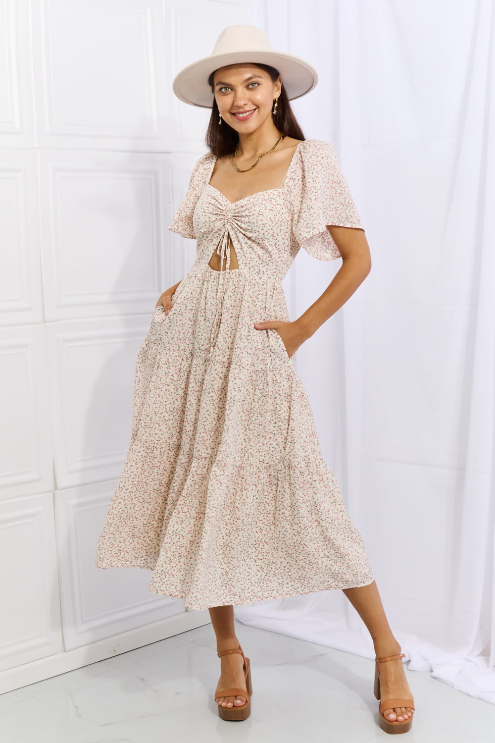 HEYSON Let It Grow Full Size Floral Tiered Ruffle Midi Dress Trendsi