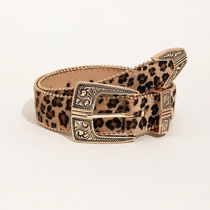 Leopard PU Leather Belt Trendsi