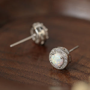 Opal 4-Prong Round Stud Earrings Trendsi