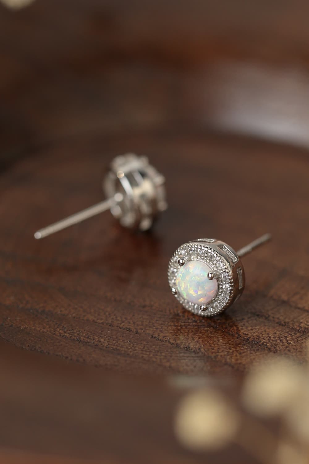 Opal 4-Prong Round Stud Earrings Trendsi