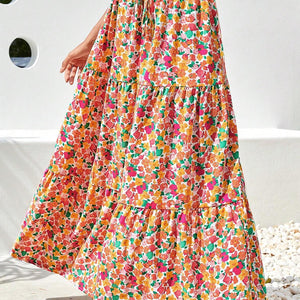 Printed Elastic Waist Maxi Skirt Trendsi