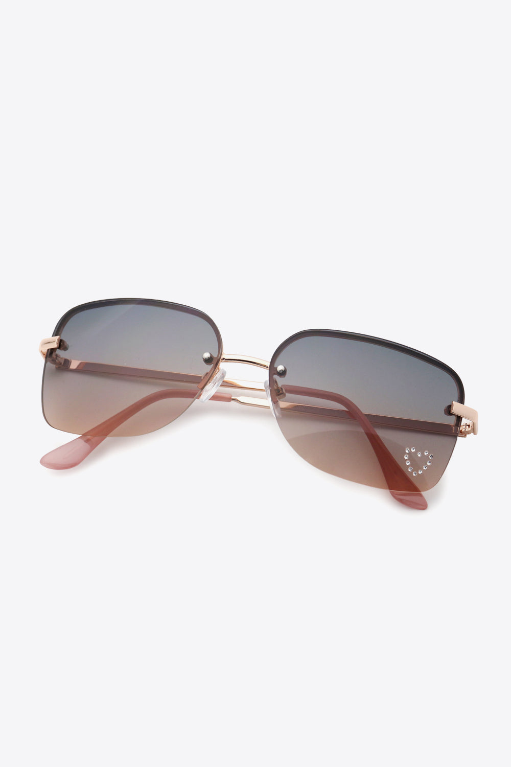 Rhinestone Heart Metal Frame Sunglasses Trendsi