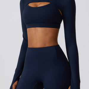 Cropped Cutout Long Sleeve Sports Top Trendsi