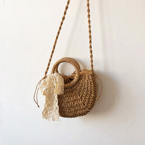 Drawstring Straw Braided Crossbody Bag Trendsi