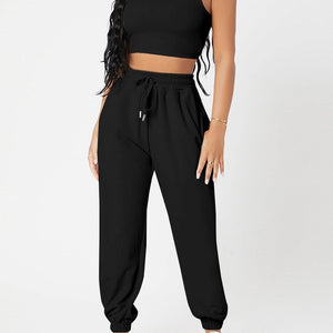 Wide Strap Top and Drawstring Joggers Set Trendsi