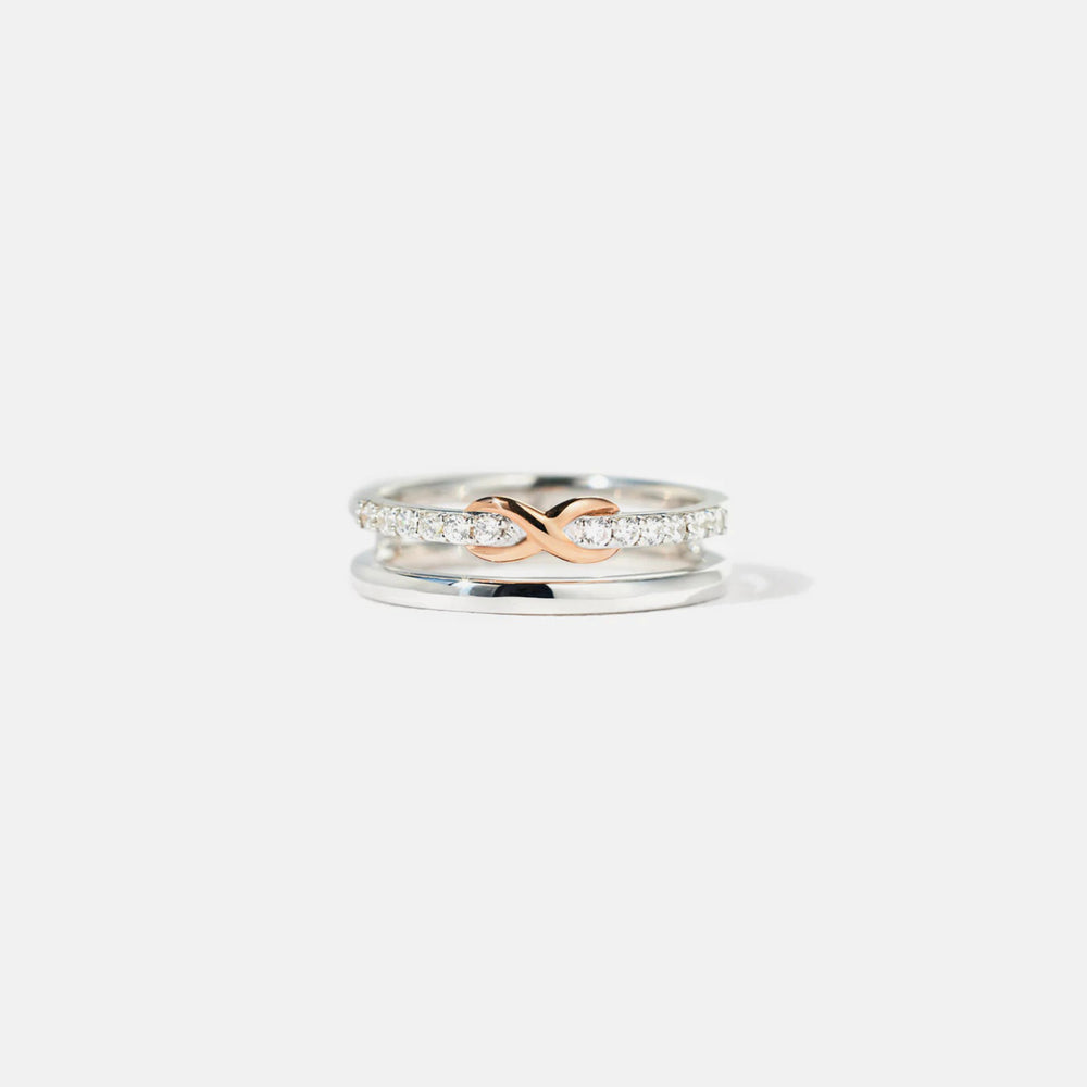 Double-Layered Zircon 925 Sterling Silver Ring Trendsi