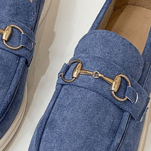 Metal Buckle Flat Sneakers Trendsi