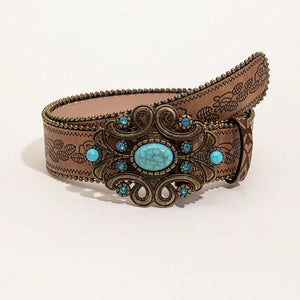 Leaf Pattern PU Leather Belt Trendsi