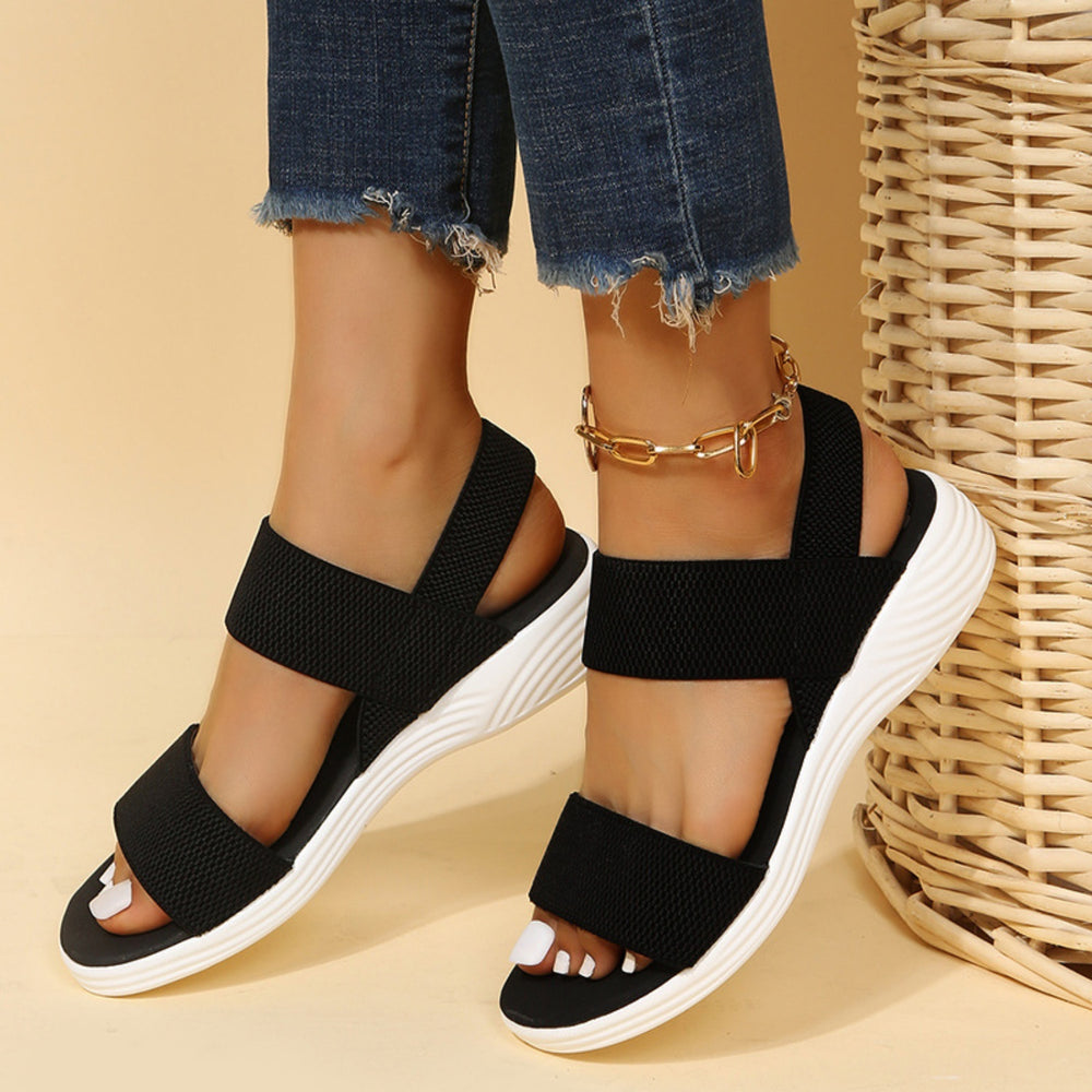 Rubber Open Toe Low Heel Sandals Trendsi