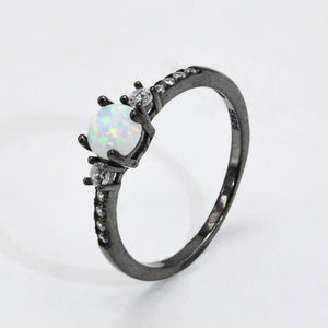 925 Sterling Silver Round Opal Ring Trendsi