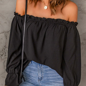 Off-Shoulder Flounce Sleeve Blouse Trendsi