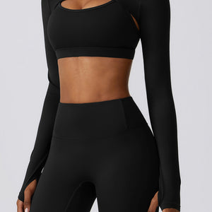 Cropped Cutout Long Sleeve Sports Top Trendsi